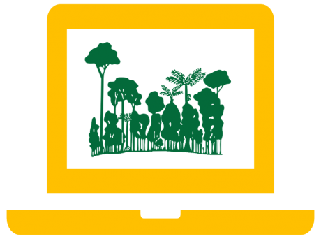 ForestGEO logo superimposed on a graphic of a computer.